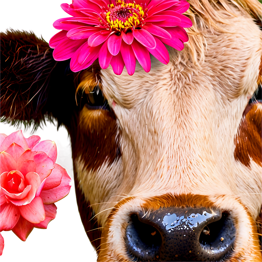 Cow Face With Flowers Png 06212024 PNG Image