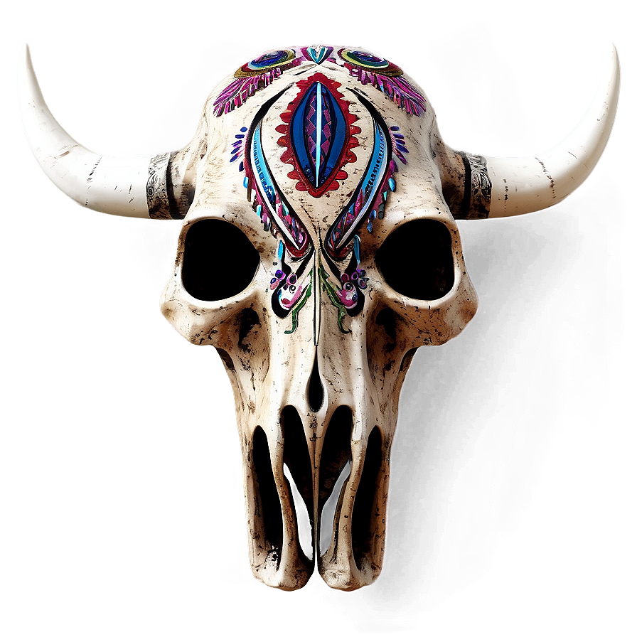 Cow Skull With Feathers Png 06132024 PNG Image