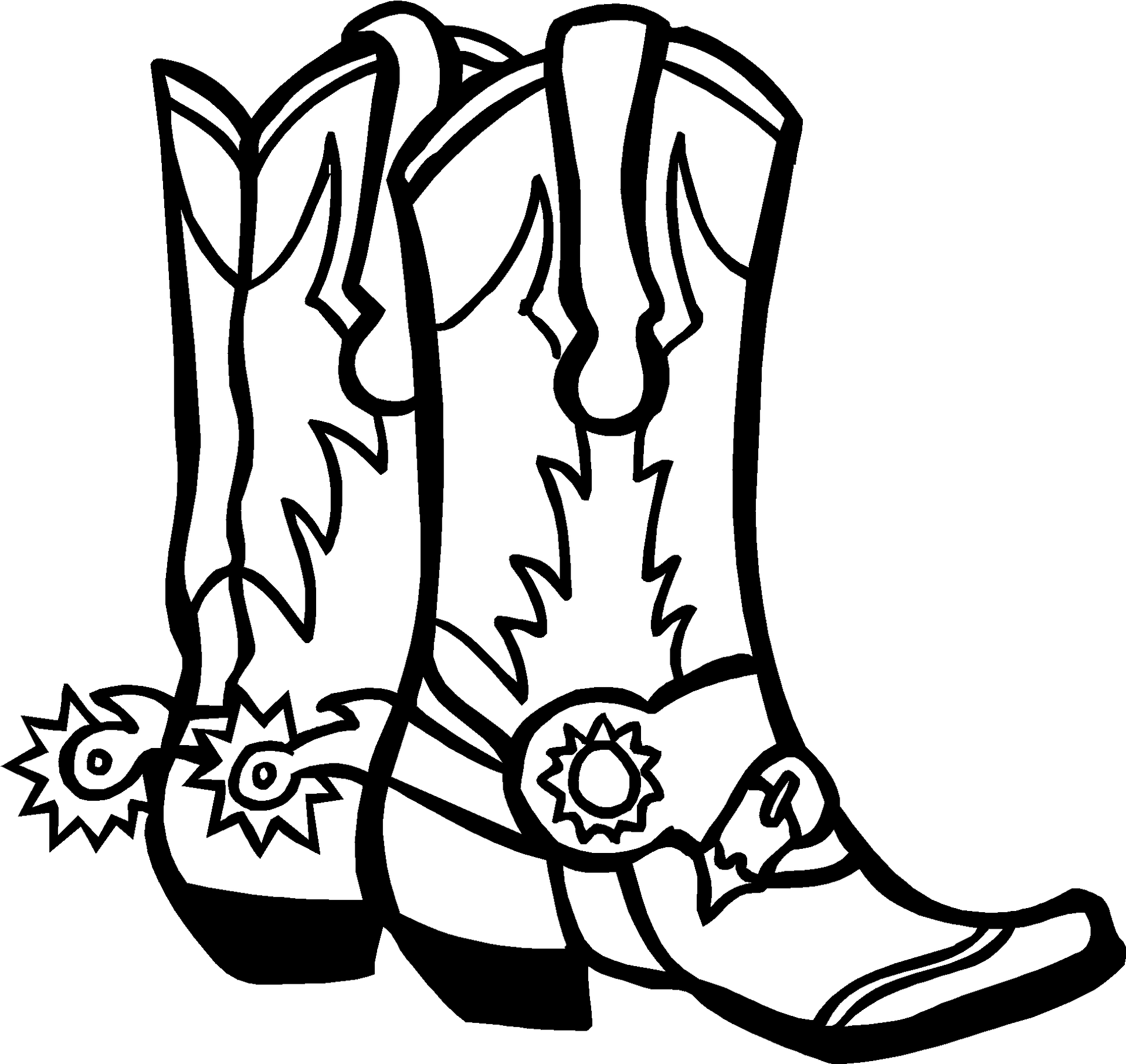 Cowboy Boots Outline Drawing PNG Image