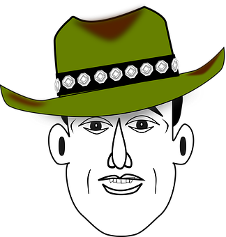 Cowboy Hat Cartoon Portrait PNG Image