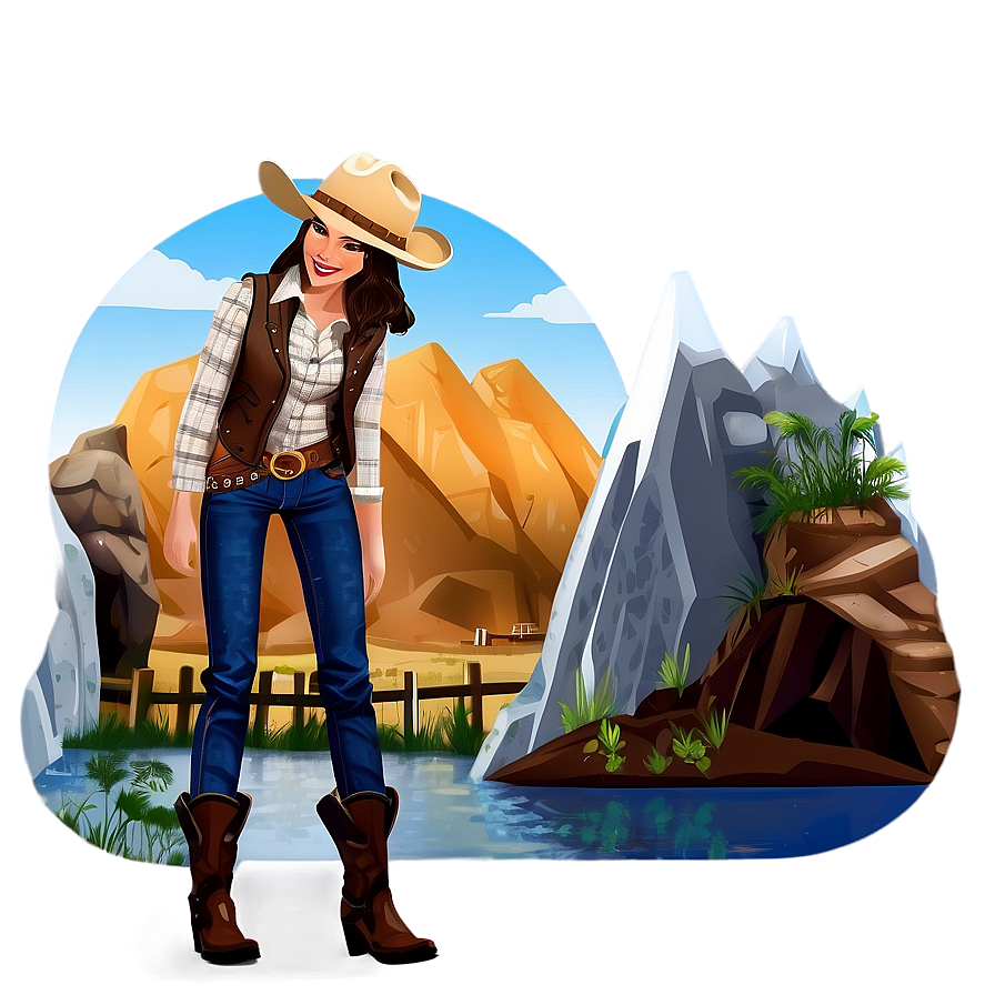 Cowgirl Adventure Scene Png 89 PNG Image