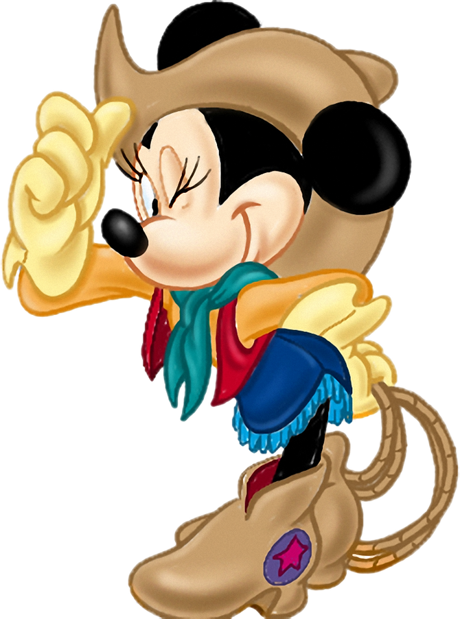 Cowgirl Minnie Mouse Pointing PNG Image