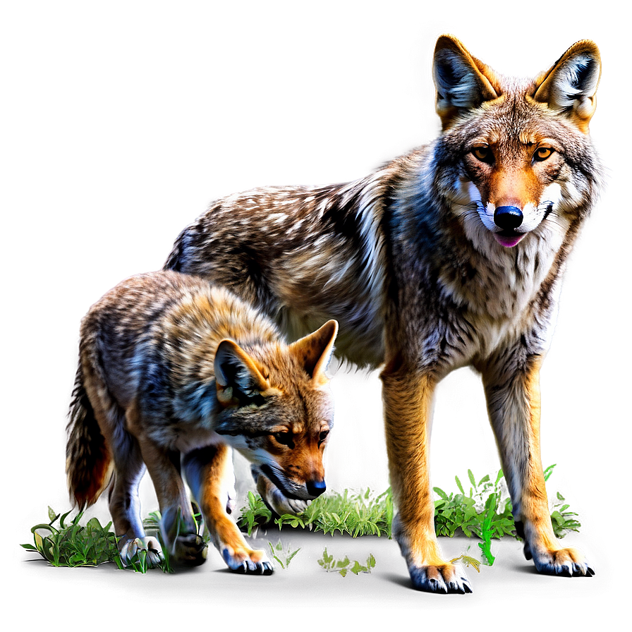 Coyote Family Artwork Png Otm41 PNG Image