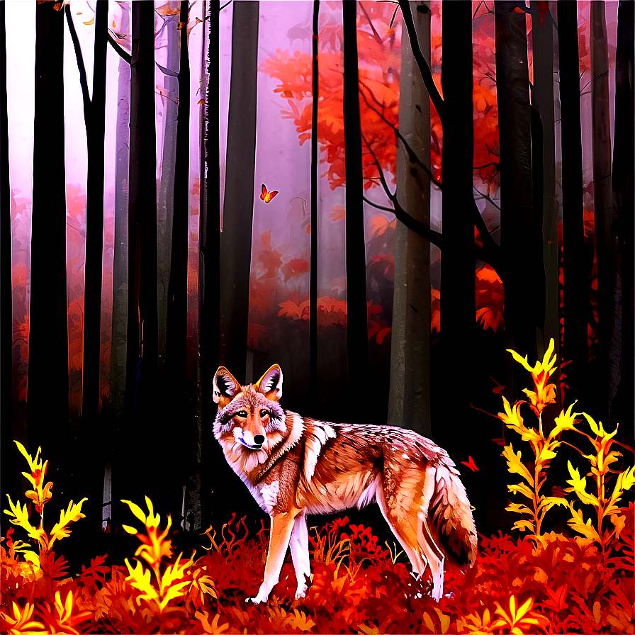 Coyote In Autumn Forest Png 65 PNG Image