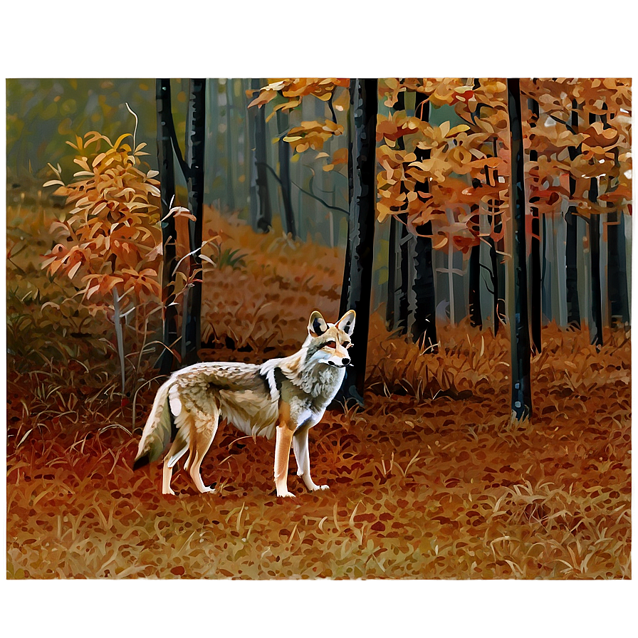 Coyote In Autumn Forest Png 7 PNG Image