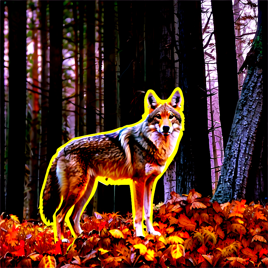 Coyote In Autumn Forest Png Jpy PNG Image