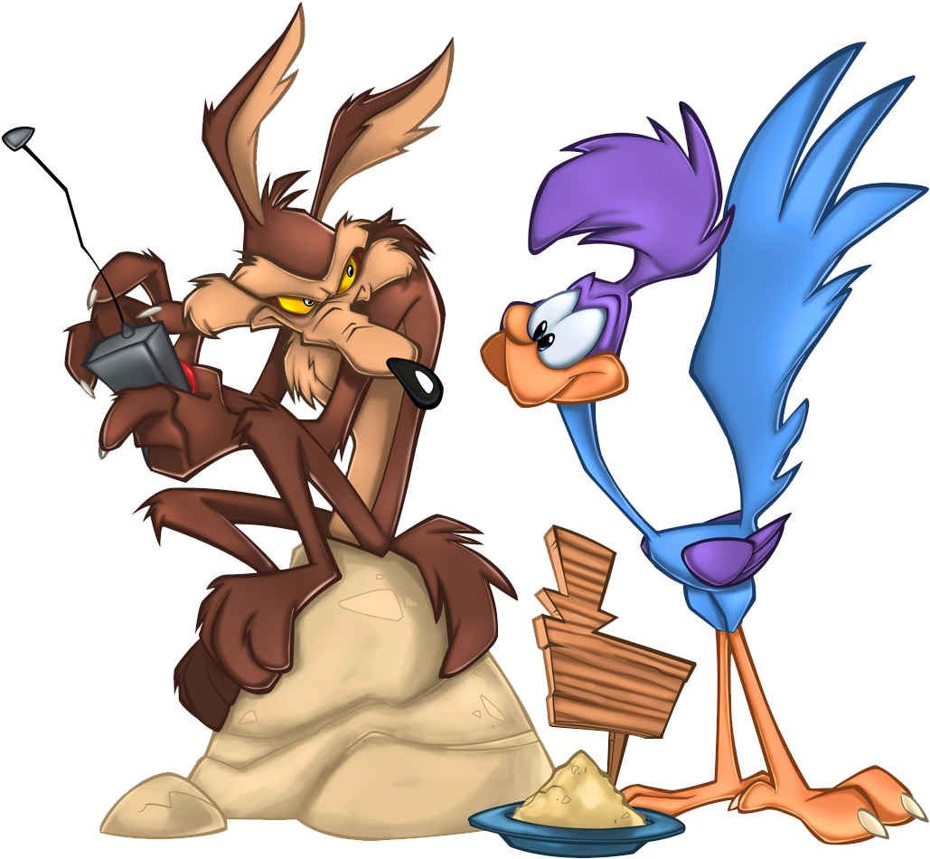 Coyoteand Roadrunner Standoff PNG Image