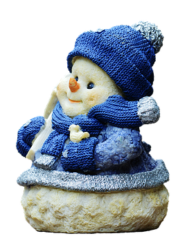 Cozy Blue Snowman Figurine PNG Image