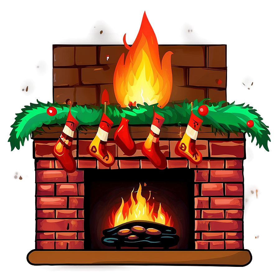 Cozy Christmas Eve Fireplace Png 06252024 PNG Image