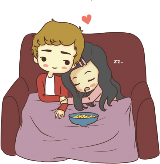 Cozy Couple Couch Cuddle.png PNG Image