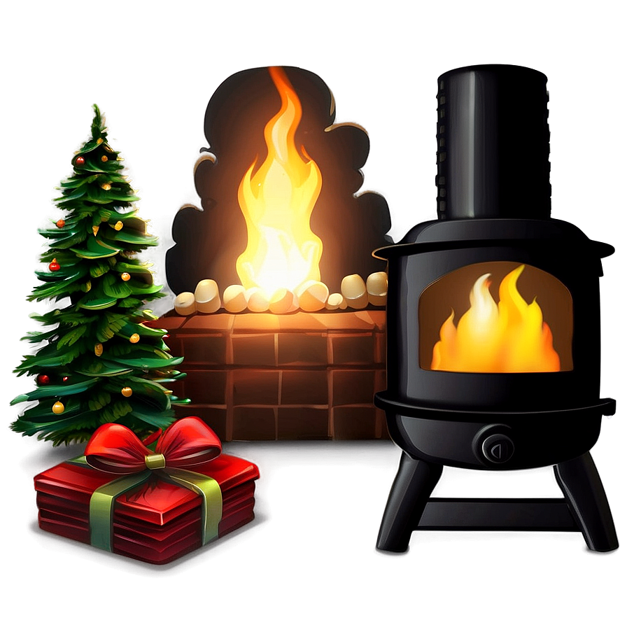 Cozy Happy Holidays Fireplace Png 05232024 PNG Image