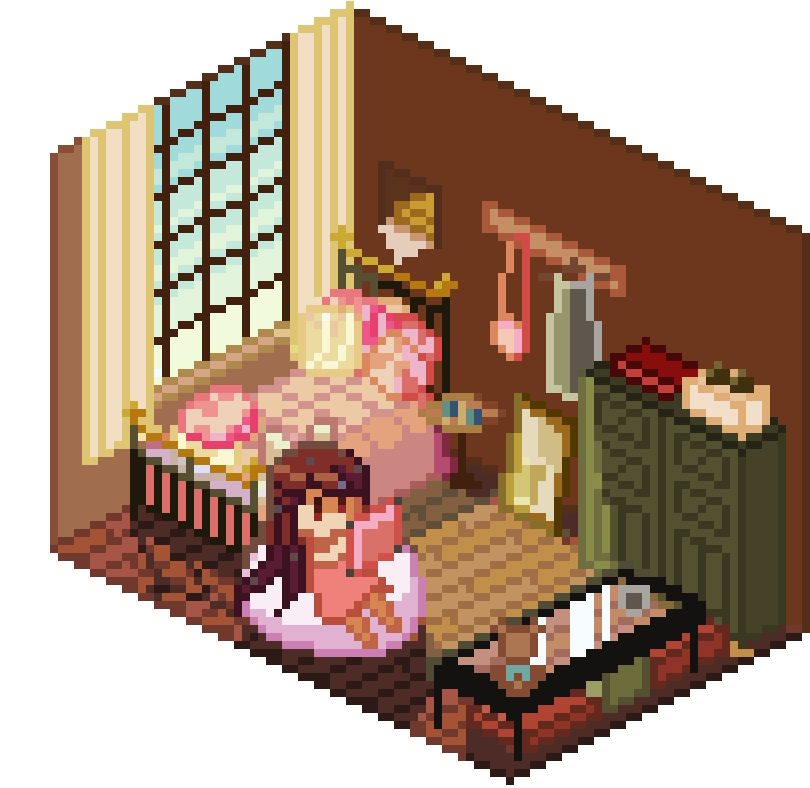 Cozy_ Pixel_ Art_ Bedroom_ Scene PNG Image