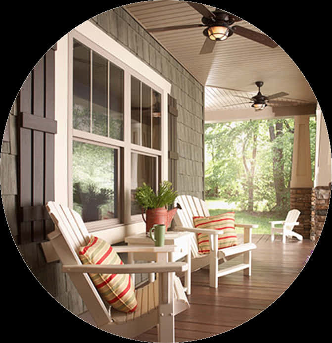 Cozy Porch View Through Window PNG Image