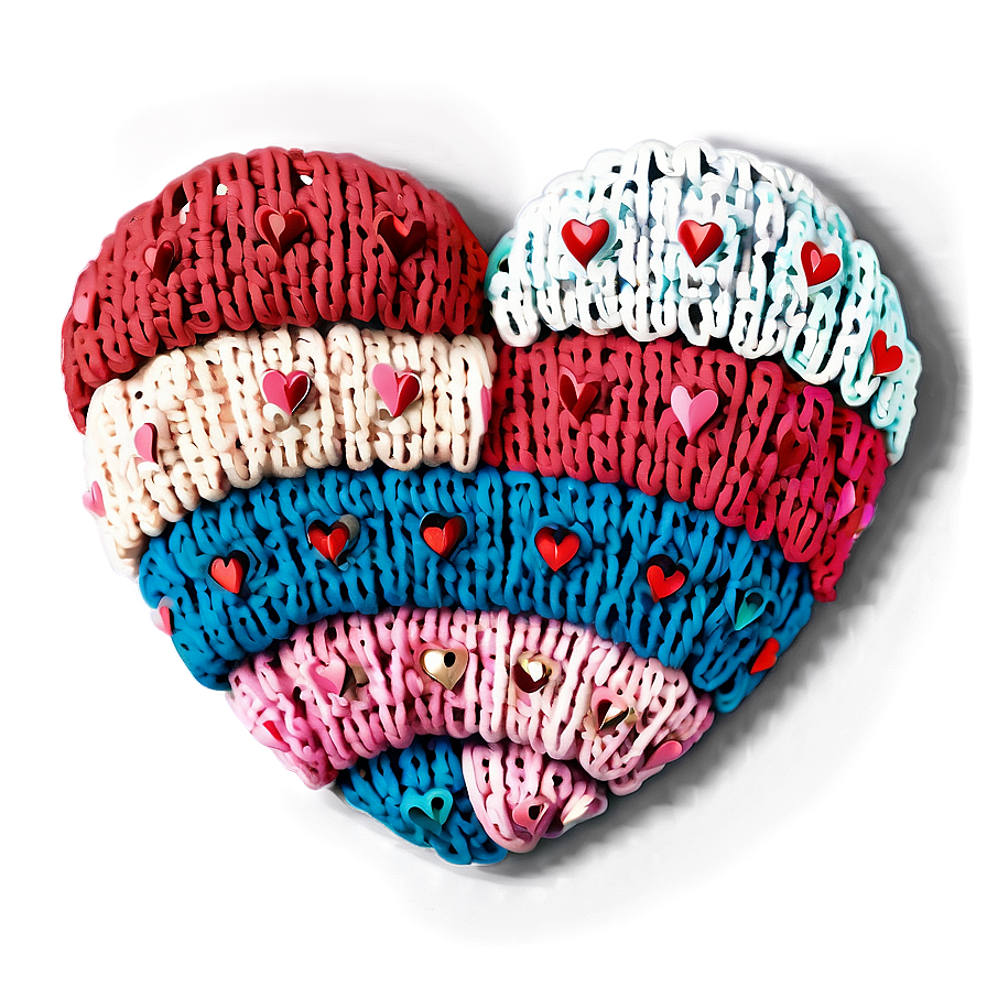 Cozy Valentine's Day Knitted Hearts Png Wgv PNG Image