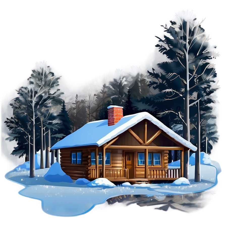 Cozy Winter Cabin Illustration Png Ibn6 PNG Image