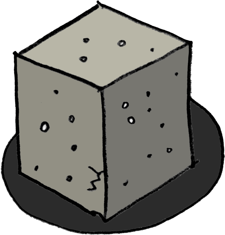 Cracked Concrete Cube Illustration PNG Image