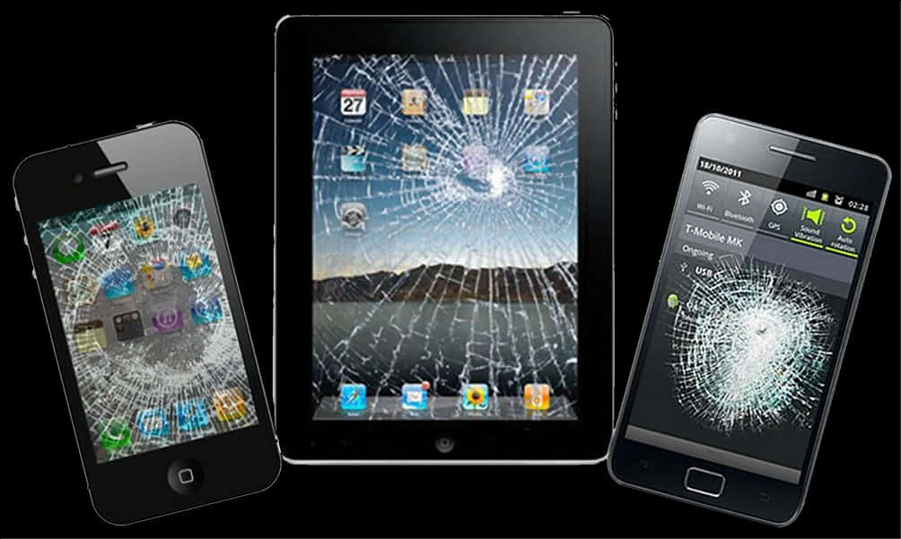 Cracked Screens Smart Devices PNG Image