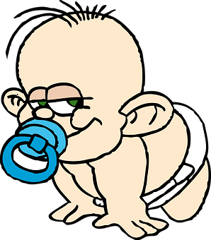 Crawling Baby Cartoon With Pacifier PNG Image