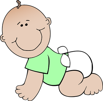 Crawling Cartoon Baby PNG Image