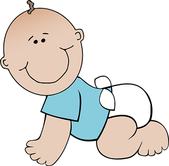 Crawling Cartoon Baby PNG Image