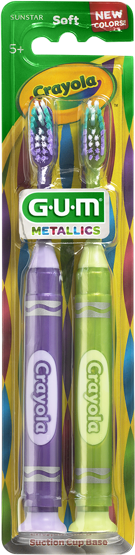 Crayola G U M Metallics Toothbrushes Packaging PNG Image