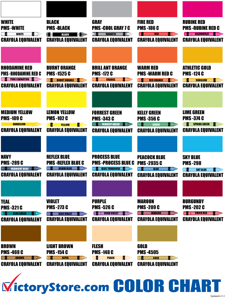 Crayon Color Chart Victory Store PNG Image