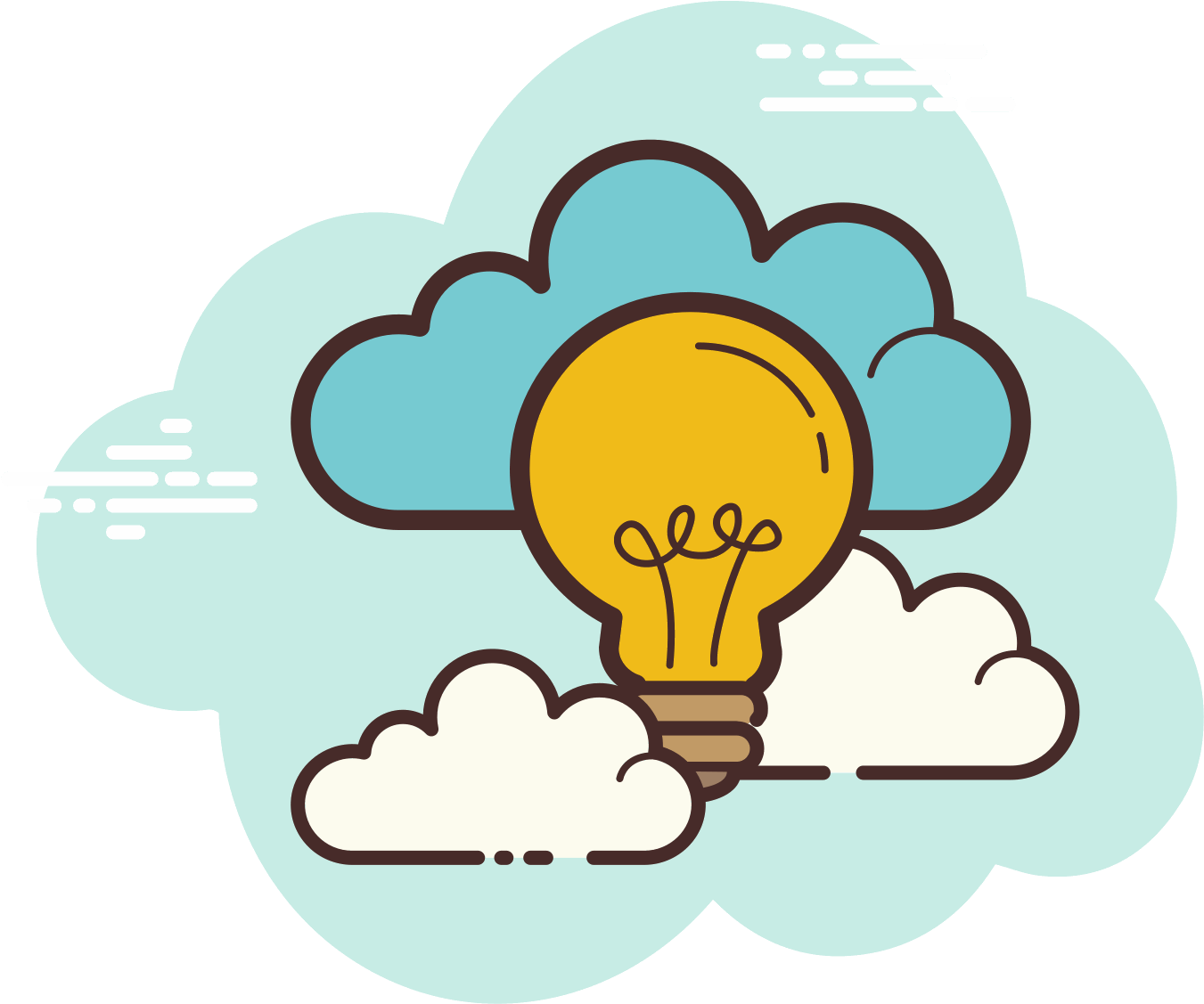 Creative Idea Cloud Lightbulb Illustration PNG Image