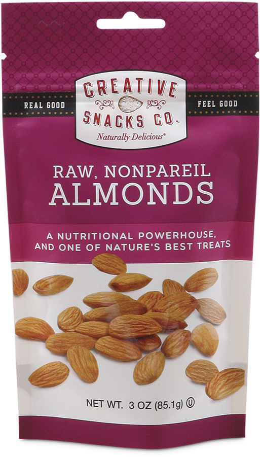 Creative Snacks Co Raw Nonpareil Almonds Package PNG Image