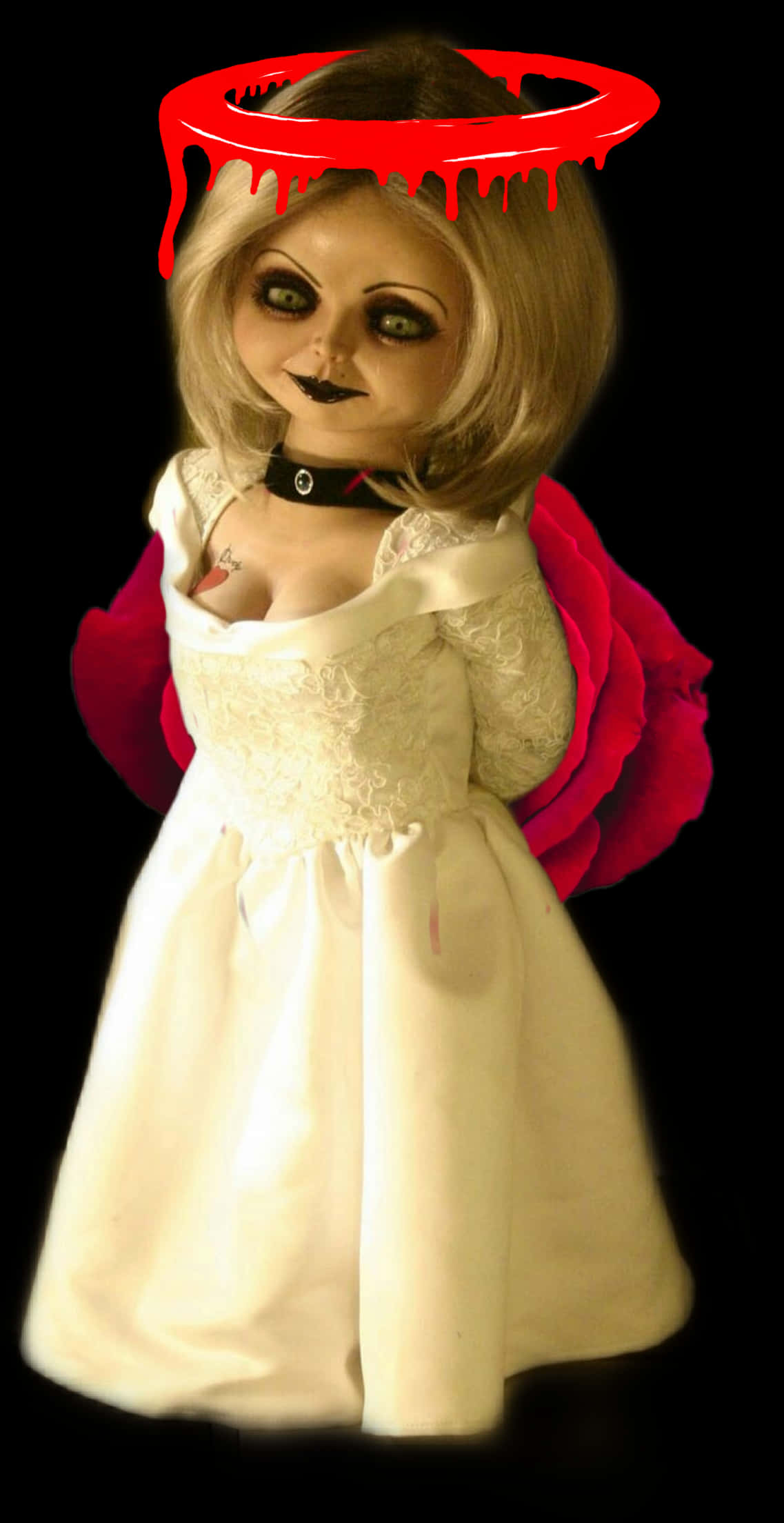 Creepy Bride Dollwith Halo PNG Image