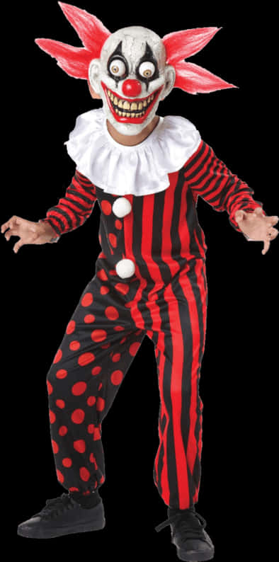 Creepy Clown Costume Portrait PNG Image