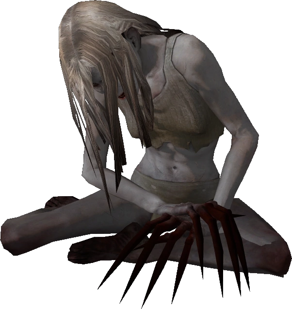 Creepy Female Figurewith Claws PNG Image