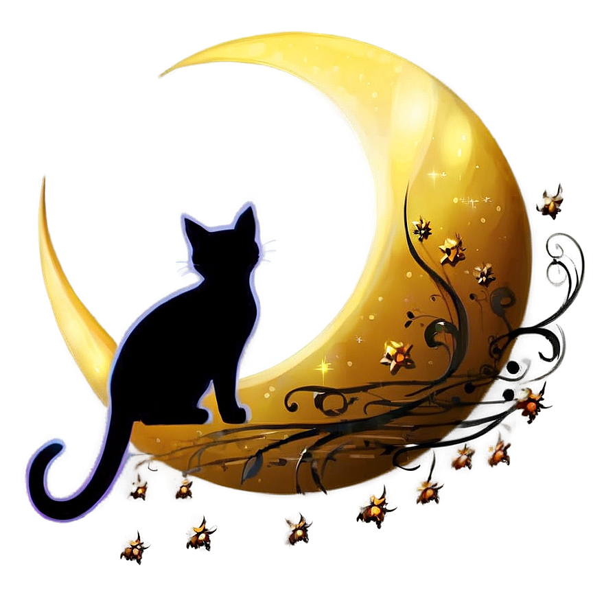 Crescent Moon And Cat Png 72 PNG Image