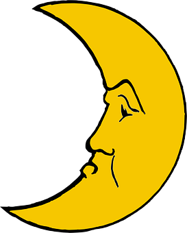 Crescent Moon Face Graphic PNG Image