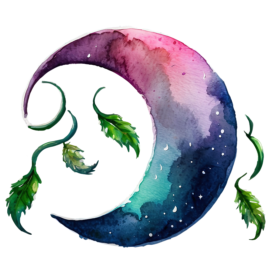 Crescent Moon In Watercolor Png Suu PNG Image