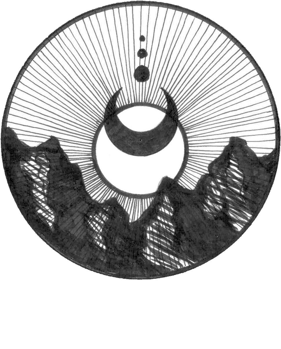 Crescent Moon Mountain Tattoo Design PNG Image