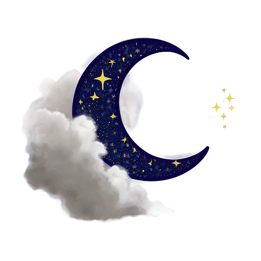 Crescent Moon With Clouds Png Kdh PNG Image