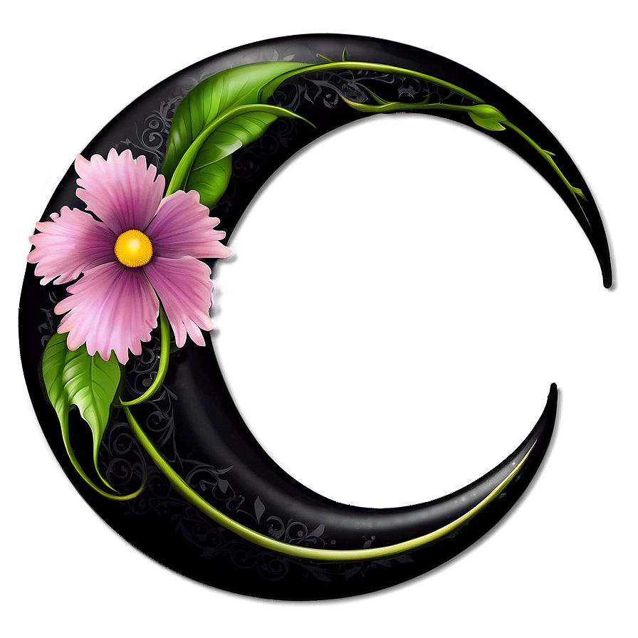 Crescent Moon With Flowers Png Xml43 PNG Image