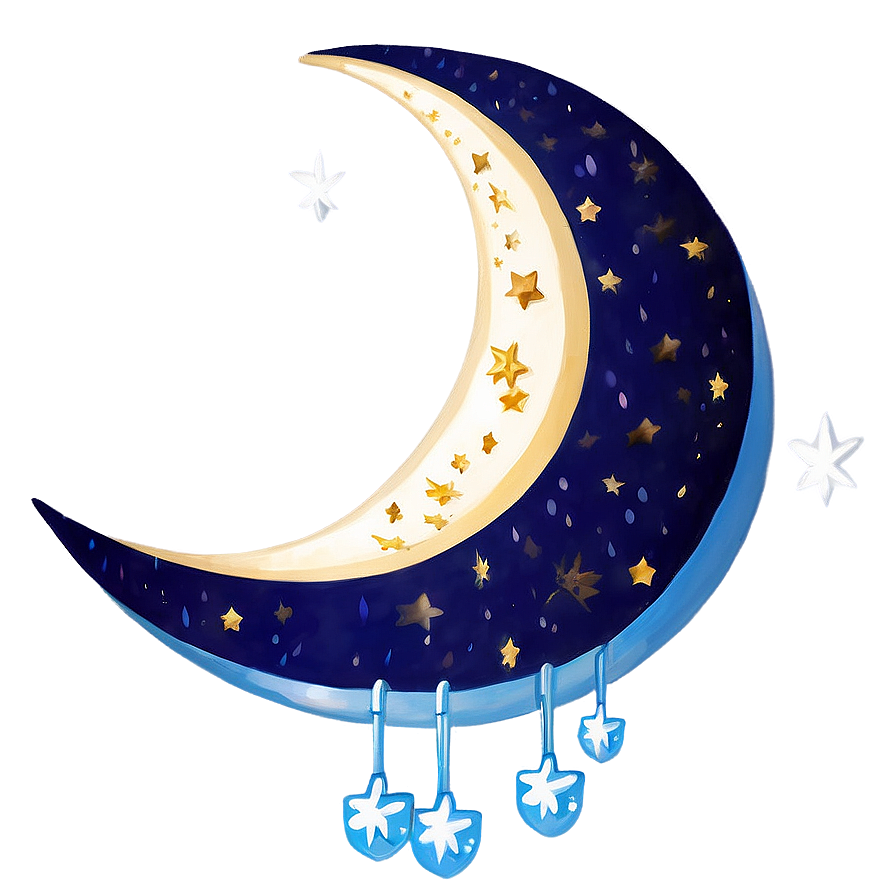 Crescent Moon With Hanging Stars Png 87 PNG Image