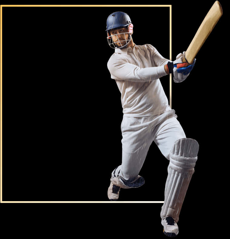 Cricket Batsman Action Shot PNG Image