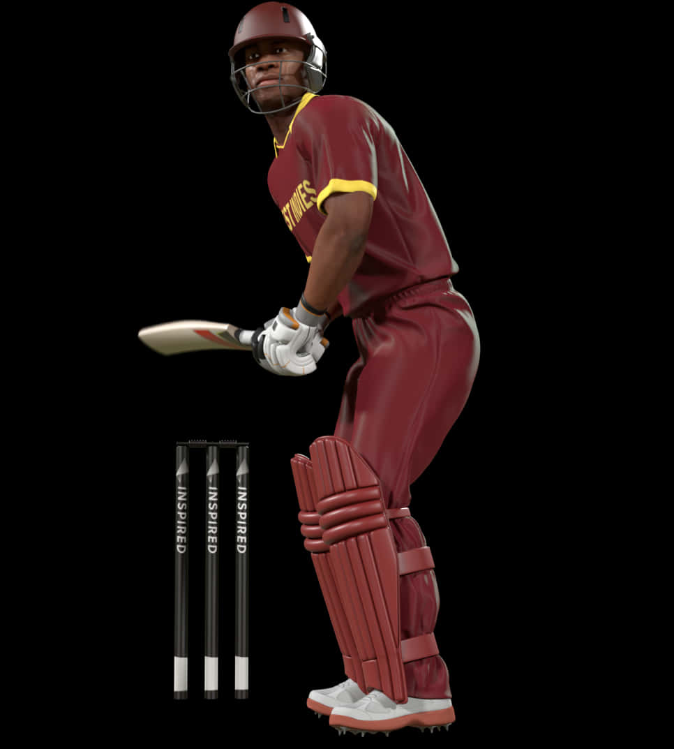 Cricket Batsman Ready For Action PNG Image