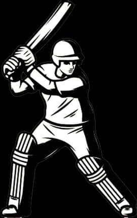 Cricket Batsman Ready Position Vector PNG Image