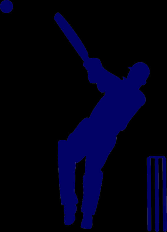 Cricket Batsman Silhouette PNG Image