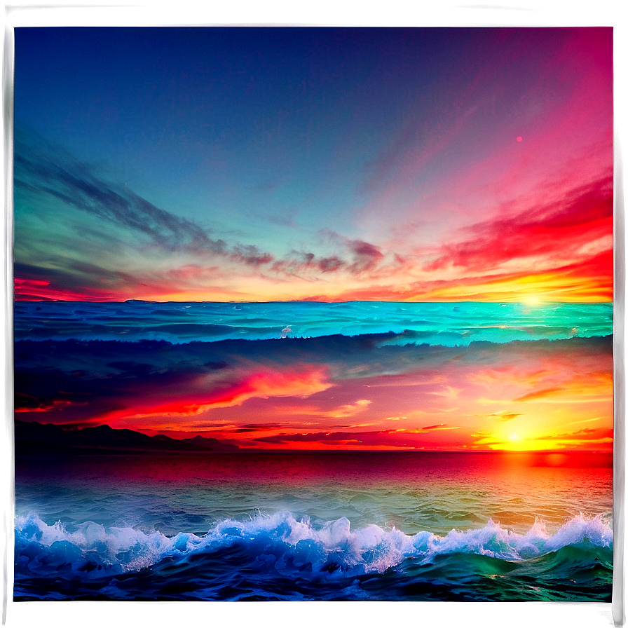 Crimson Sunset Over Ocean Landscape Png Rwf58 PNG Image