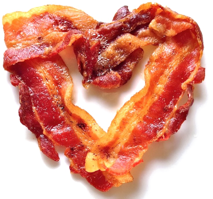 Crispy Bacon Love Heart PNG Image