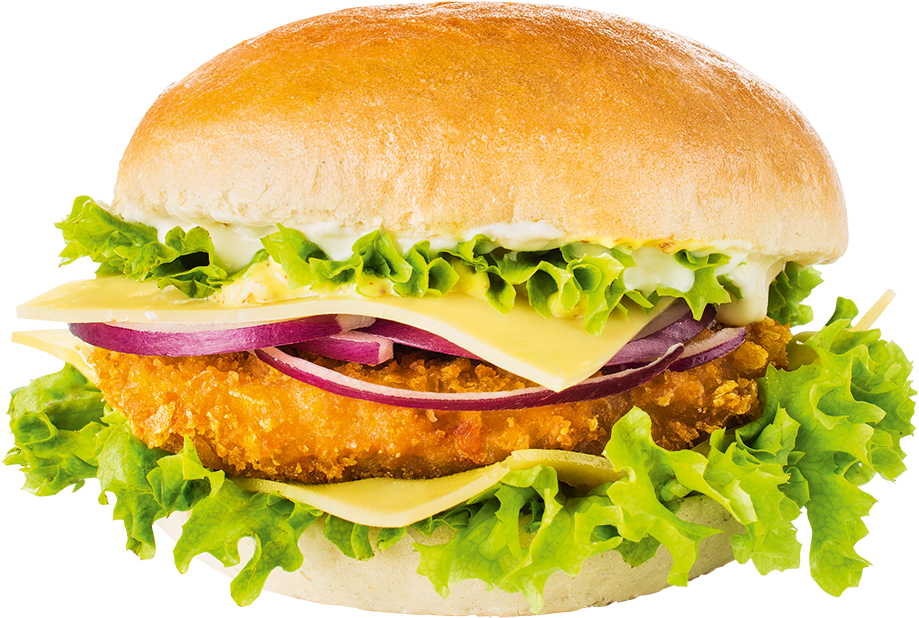 Crispy Chicken Burger Transparent Background.png PNG Image