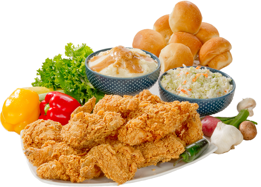 Crispy Fried Chicken Meal Spread PNG Image