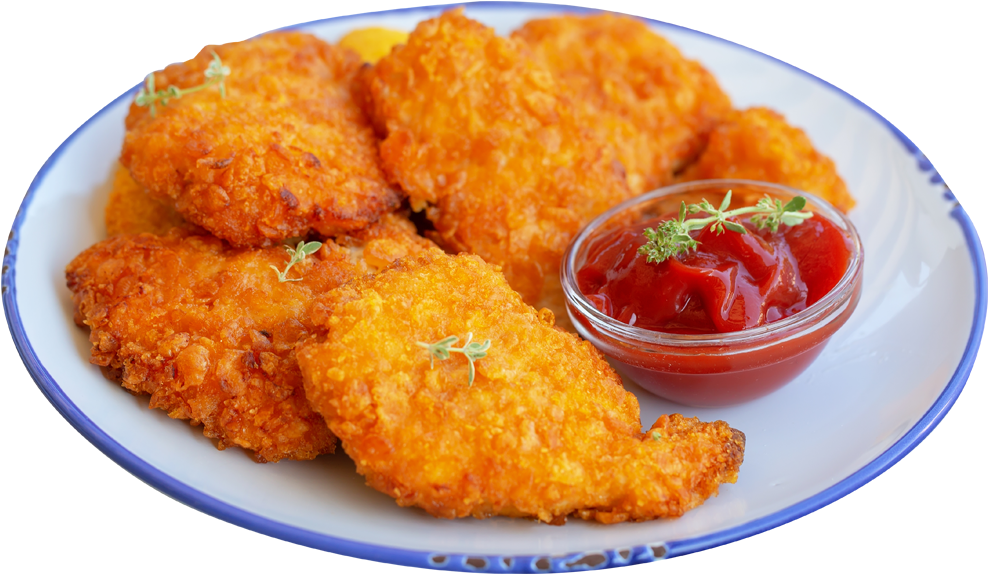 Crispy Fried Chickenwith Ketchup PNG Image