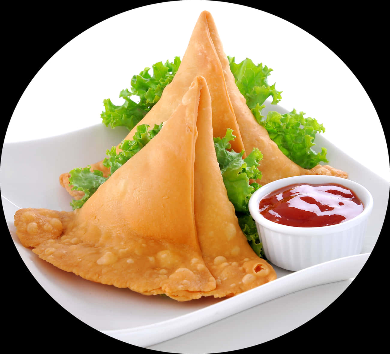 Crispy Samosawith Dipping Sauce PNG Image