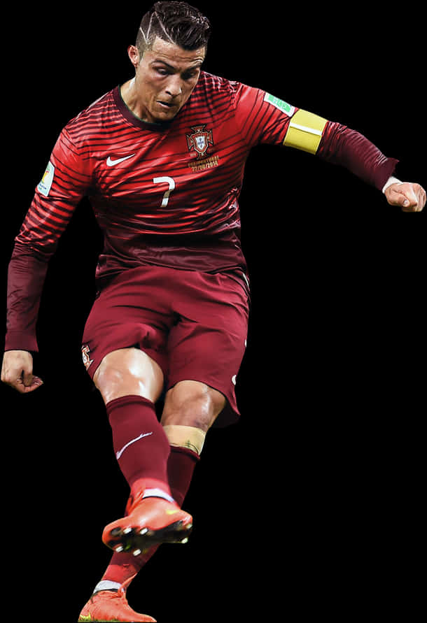 Cristiano Ronaldo Portugal Action Shot PNG Image