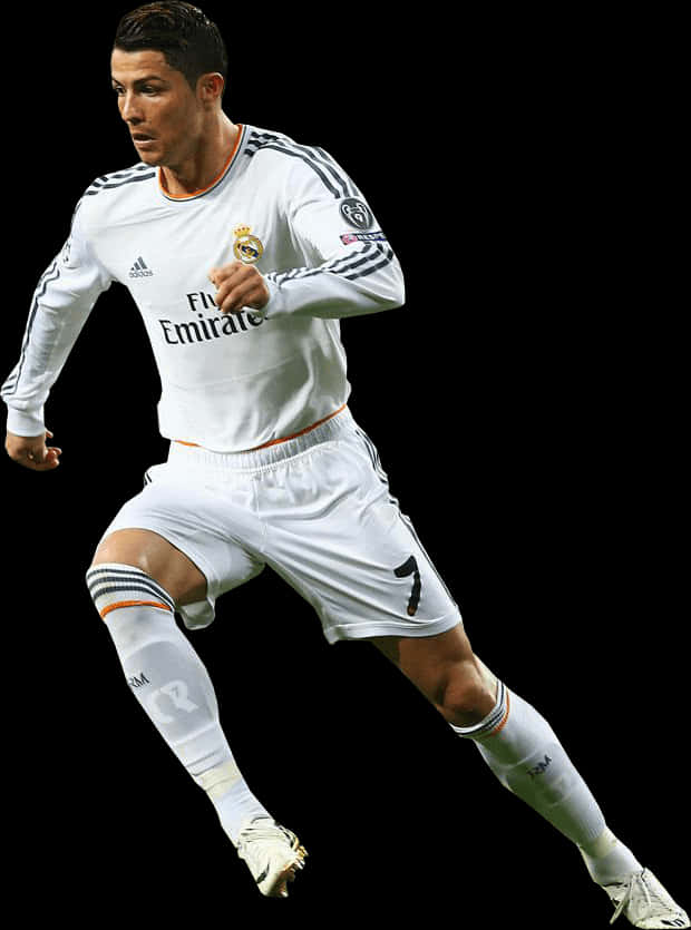 Cristiano Ronaldo Real Madrid Action Shot PNG Image